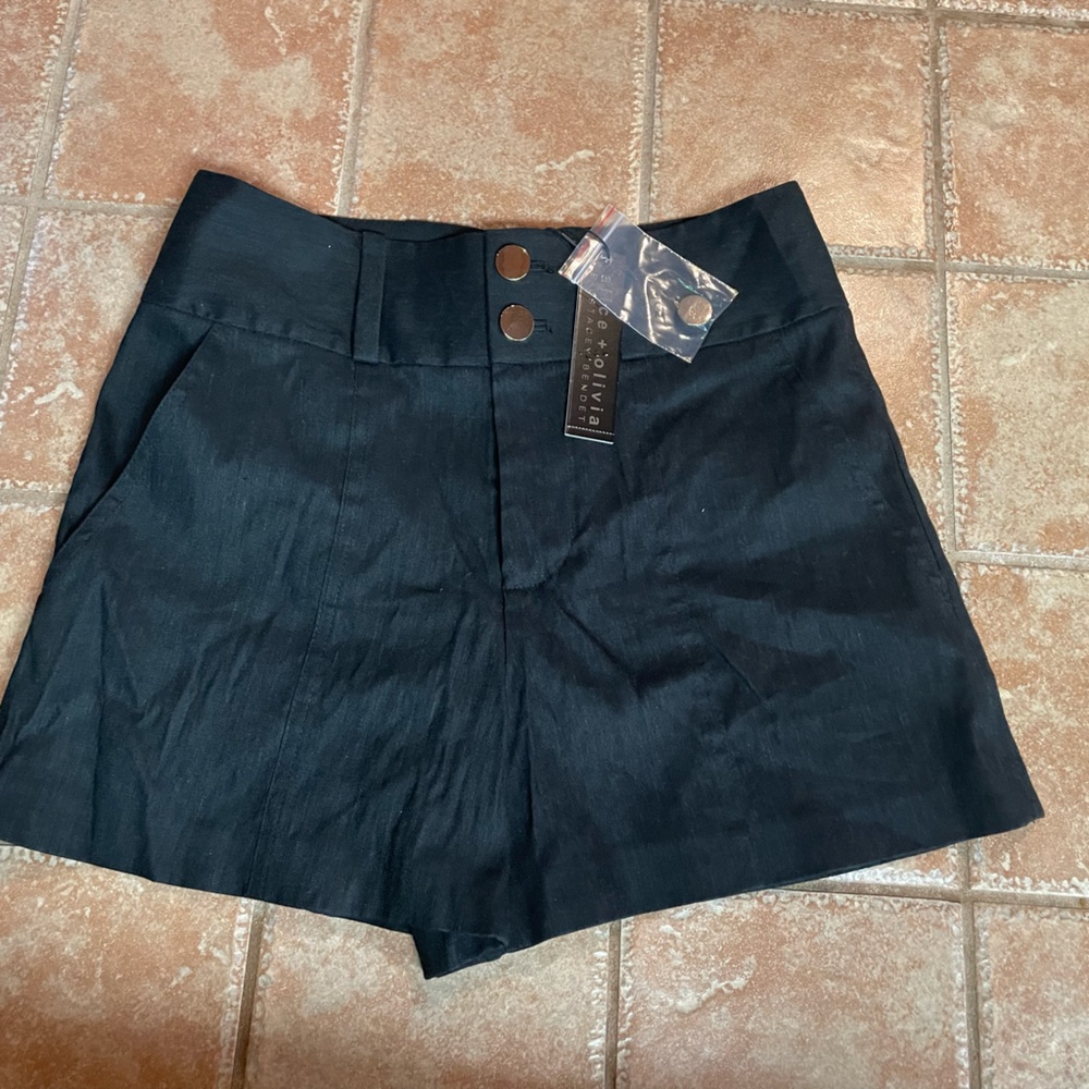 Alice + Olivia Black High Waist Shorts